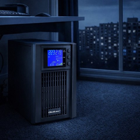 Qoltec Zasilacz awaryjny UPS Pure Sine Wave | 2kVA | 1600W | AVR | LCD | Czysty Sinus
