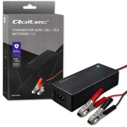 Qoltec Automatyczna ładowarka do akumulatora AGM GEL STD | Prostownik 12V | 4A | 48W | LED | Kabel 1.8m