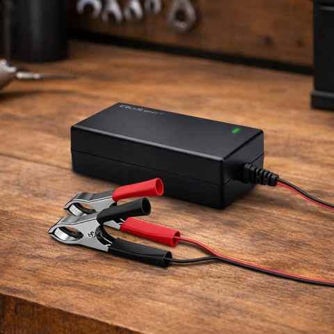 Qoltec Automatyczna ładowarka do akumulatora AGM GEL STD | Prostownik 12V | 4A | 48W | LED | Kabel 1.8m
