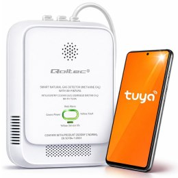 Qoltec Certyfikowany Czujnik wycieku gazu ziemnego | detektor CH4 | NG | Tuya | Wi-Fi | alarm 85dB | LED