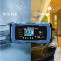 Qoltec Inteligentna mikroprocesorowa ładowarka 12V 15A | Prostownik z funkcją naprawy | AGM GEL LiFePO4 | 9- stopniowe ładowanie