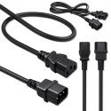 Qoltec Kabel zasilający IEC C13 | C14 | 3x0.75mm² | Czysta miedź Cu | 2m