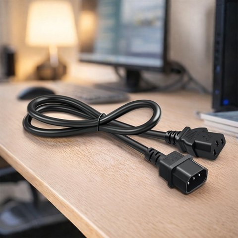 Qoltec Kabel zasilający IEC C13 | C14 | 3x1.00mm² | Czysta miedź Cu | 1m