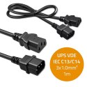 Qoltec Kabel zasilający IEC C13 | C14 | 3x1.00mm² | Czysta miedź Cu | 1m