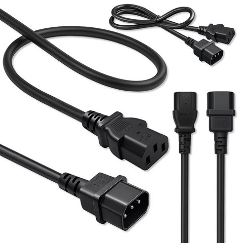 Qoltec Kabel zasilający IEC C13 | C14 | 3x1.00mm² | Czysta miedź Cu | 1m