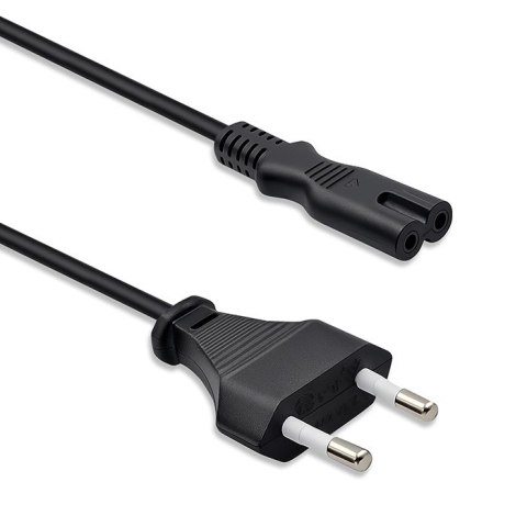 Qoltec Kabel zasilający IEC C7 | CEE 7/16 | ósemka | 2x0.75mm² | Czysta miedz CU | 1m