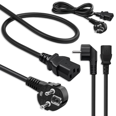 Qoltec Kabel zasilający SCHUKO | IEC C13 | CEE 7/7 | 3x0.75mm² | Czysta miedź Cu | 1.8m