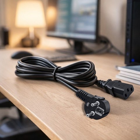Qoltec Kabel zasilający SCHUKO | IEC C13 | CEE 7/7 | 3x0.75mm² | Czysta miedź Cu | 2m