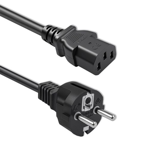Qoltec Kabel zasilający SCHUKO | IEC C13 | CEE 7/7 | 3x1.00mm² | Czysta miedź Cu | 1.5m