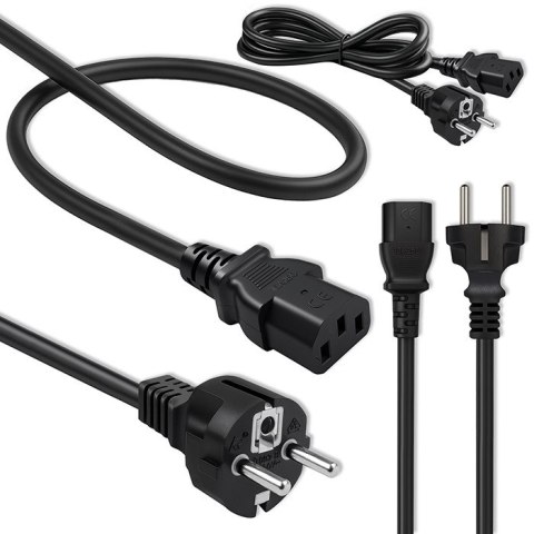 Qoltec Kabel zasilający SCHUKO | IEC C13 | CEE 7/7 | 3x1.00mm² | Czysta miedź Cu | 1.5m