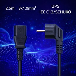 Qoltec Kabel zasilający SCHUKO | IEC C13 | CEE 7/7 | 3x1.00mm² | Czysta miedź Cu | 2.5m