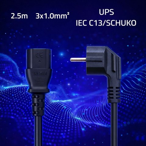 Qoltec Kabel zasilający SCHUKO | IEC C13 | CEE 7/7 | 3x1.00mm² | Czysta miedź Cu | 2.5m