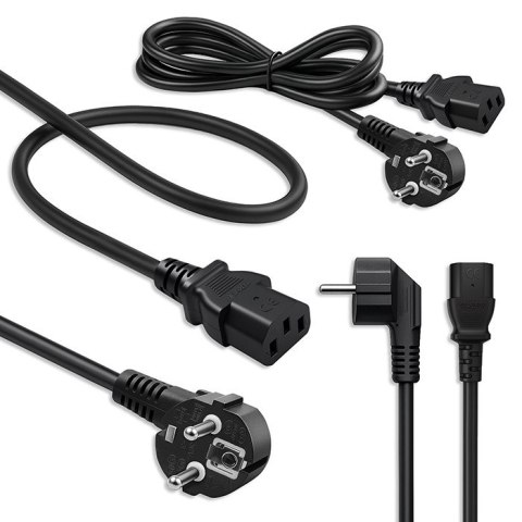 Qoltec Kabel zasilający SCHUKO | IEC C13 | CEE 7/7 | 3x1.00mm² | Czysta miedź Cu | 2.5m