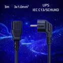 Qoltec Kabel zasilający SCHUKO | IEC C13 | CEE 7/7 | 3x1.00mm² | Czysta miedź Cu | 3m