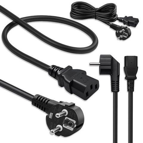 Qoltec Kabel zasilający SCHUKO | IEC C13 | CEE 7/7 | 3x1.00mm² | Czysta miedź Cu | 3m