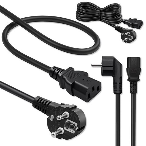 Qoltec Kabel zasilający SCHUKO | IEC C13 | CEE 7/7 | 3x1.00mm² | Czysta miedź Cu | 5m