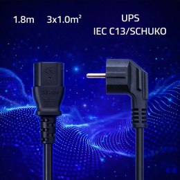 Qoltec Kabel zasilający SCHUKO | IEC C13 | CEE 7/7 | 3x1.0mm² | Czysta miedź Cu | 1.8m