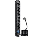 Qoltec Listwa antyprzepięciowa | 8 gniazd | 3m