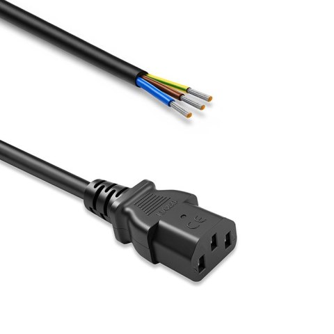 Qoltec Przewód zasilający IEC C13 | odizolowany lutowany | Czysta miedź Cu | 3x0.75mm² | 1.8m
