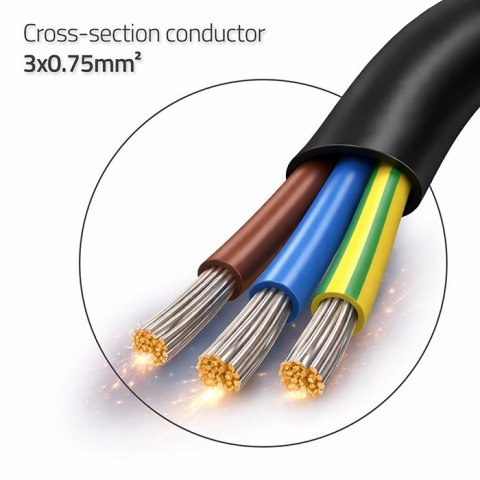 Qoltec Przewód zasilający IEC C13 | odizolowany lutowany | Czysta miedź Cu | 3x0.75mm² | 1.8m