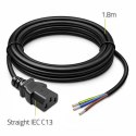 Qoltec Przewód zasilający IEC C13 | odizolowany lutowany | Czysta miedź Cu | 3x0.75mm² | 1.8m