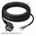 Qoltec Przewód zasilający | wtyczka kątowa SCHUKO CEE 7/7 | miedź Cu | odizolowany lutowany | 3x0.75 mm² | 5m