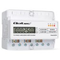 Qoltec Trójfazowy elektroniczny licznik | miernik zużycia energii na szynę DIN | 400V | 100A | LCD | LED | 7P