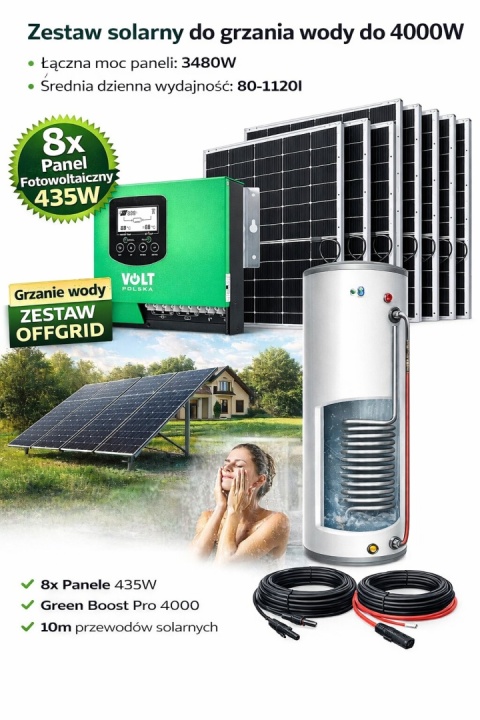 Zestaw solarny do grzania wody Green Boost 4000/3480W 8xPanel 435W