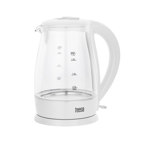 Czajnik elektryczny TEESA, szklany, 2200 W, biały, 1,7 L