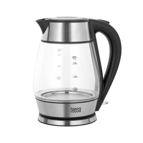 Czajnik elektryczny TEESA, szklany + inox, 2200 W, czarny, 1,7 L