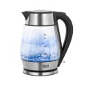 Czajnik elektryczny TEESA, szklany + inox, 2200 W, czarny, 1,7 L