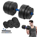 Hantel bitumiczny regulowany z łącznikiem 1x20kg, REBEL ACTIVE