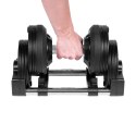 Hantel żeliwny regulowany automat 24 kg, skok co 1kg, REBEL ACTIVE