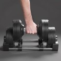 Hantel żeliwny regulowany automat 36 kg, skok co 1kg, REBEL ACTIVE