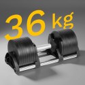 Hantel żeliwny regulowany automat 36 kg, skok co 2kg, REBEL ACTIVE