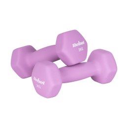Hantelki żeliwne neoprenowe HEX 2x2kg, REBEL ACTIVE