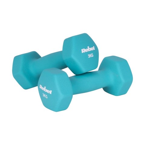 Hantelki żeliwne neoprenowe HEX zestaw 30kg (2x1kg+2x2kg+2x3kg+2x4kg+2x5kg), REBEL ACTIVE