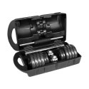 Hantle żeliwne regulowane w walizce z gryfem, zestaw 15kg REBEL ACTIVE