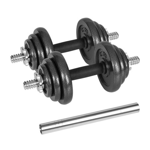 Hantle żeliwne regulowane w walizce z gryfem, zestaw 20kg REBEL ACTIVE