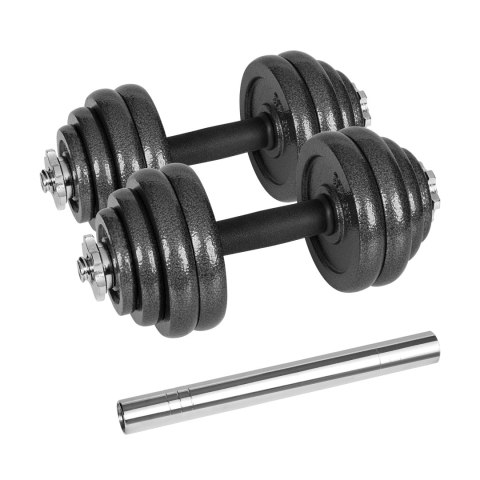 Hantle żeliwne regulowane w walizce z gryfem, zestaw 30kg REBEL ACTIVE