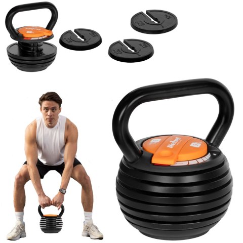 Kettlebell żeliwny automatyczny regulowany 9 kg, REBEL ACTIVE