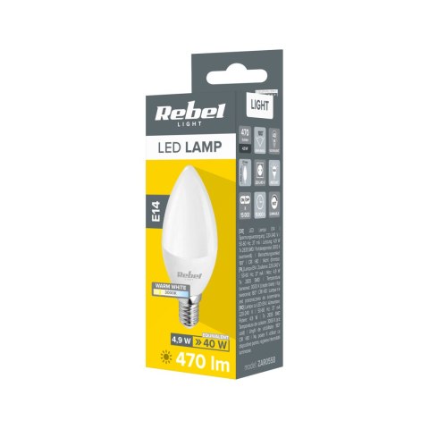 Lampa Led Rebel świeca 5W E14 3000K, 230V
