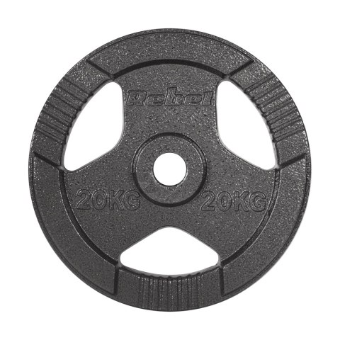 Obciążenie żeliwne olimpijskie 20kg, otwór 51mm, talerz z uchwytami, REBEL ACTIVE