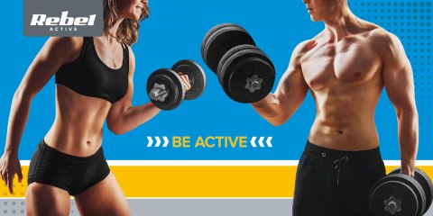 Obciążenie żeliwne olimpijskie 20kg, otwór 51mm, talerz z uchwytami, REBEL ACTIVE
