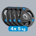 Obciążenie żeliwne olimpijskie gumowane zestaw 4x5kg, otwór 51mm , REBEL ACTIVE