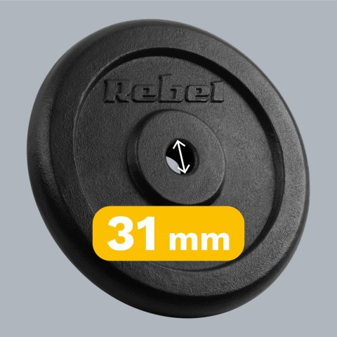 Obciążenie żeliwne zestaw 2x15kg, otwór 31mm, talerz klasyczny, REBEL ACTIVE