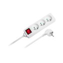 Przedłużacz 3 gniazda 3m typu francuskiego z przełącznikiem (3x1,5mm) Rebel biały