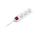 Przedłużacz 3 gniazda 3m typu francuskiego z przełącznikiem (3x1,5mm) Rebel biały