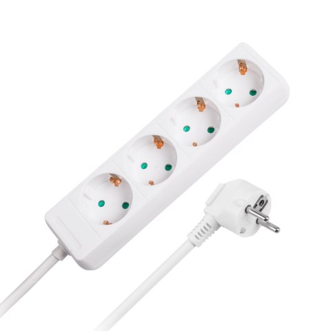 Przedłużacz 4 gniazda 1,5m typu niemieckiego bez przełącznika (3x1,0mm) Rebel biały