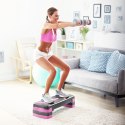 Step do aerobiku i ćwiczeń fitness, 3 stopnie, 78cm, szaro-fioletowy, REBEL ACTIVE